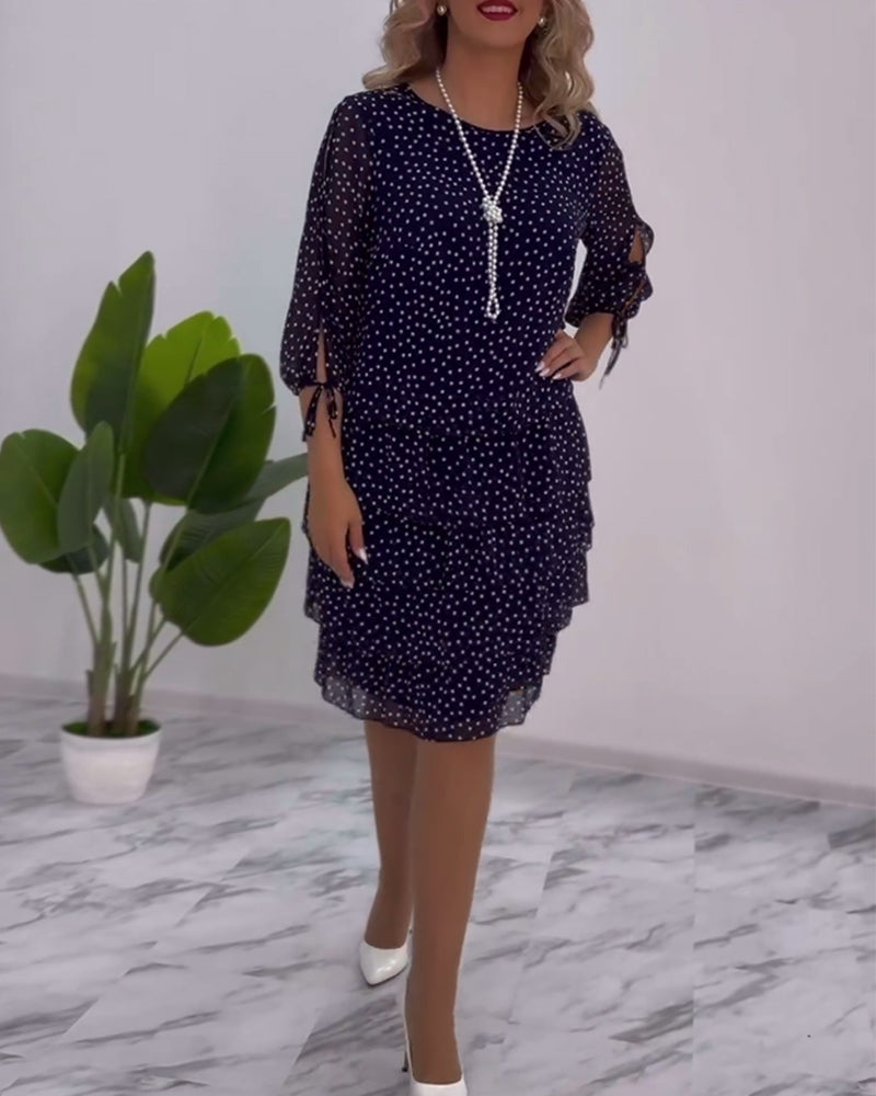 Eralyn - Рокля с пола на етажи и ръкави с връзки