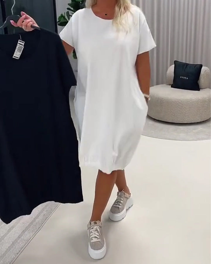 Pretty - Красива рокля с къси ръкави и кръгла деколте